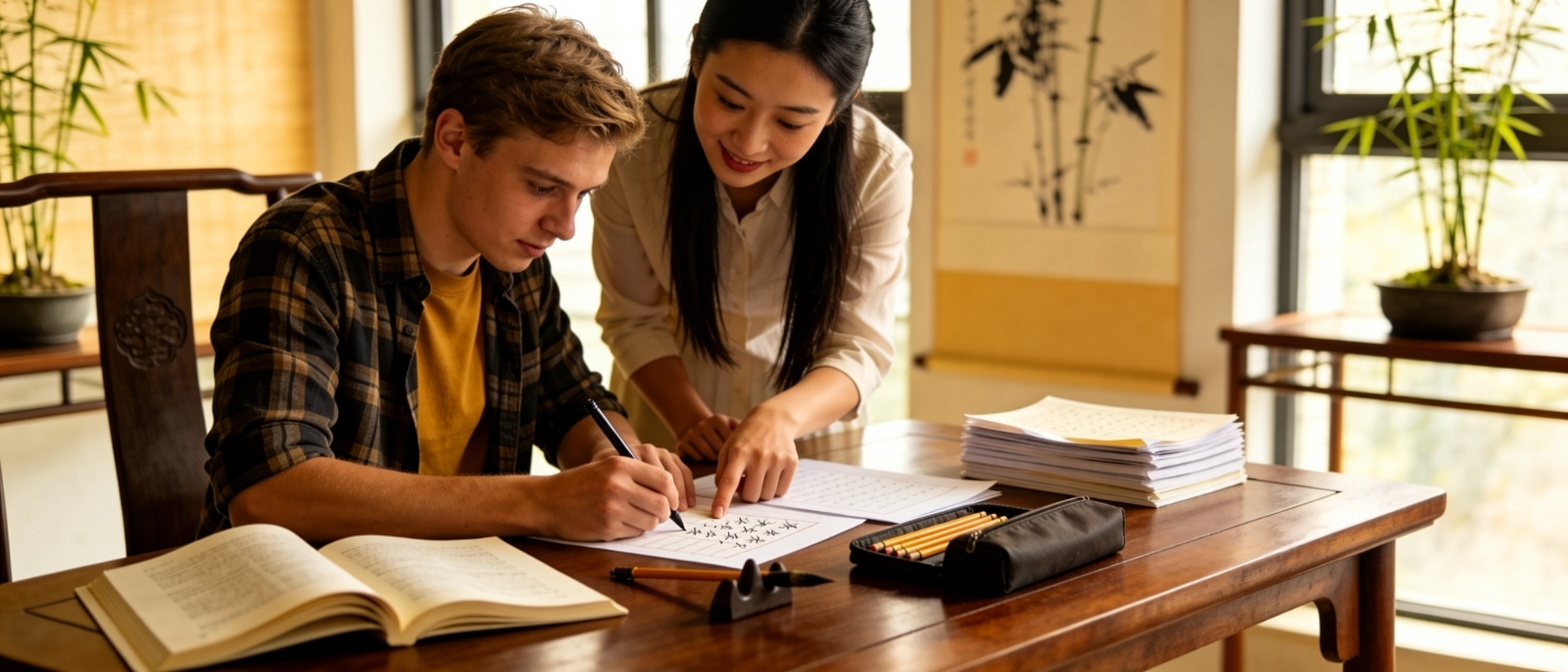 Conceptual illustration of Chinese writing practice methods