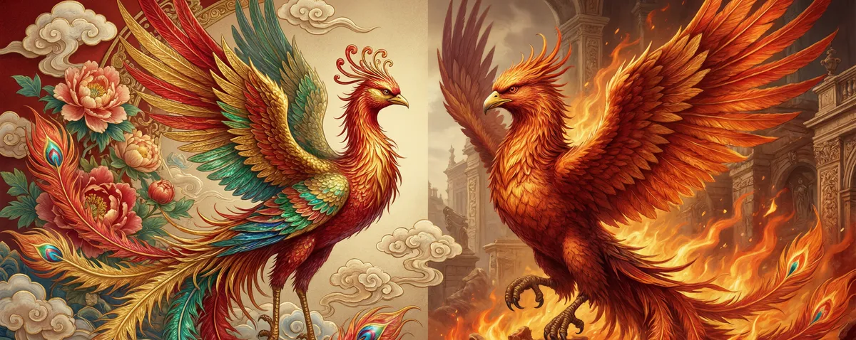 Feng Huang vs Phoenix: differences between Chinese mythical bird and Western phoenix