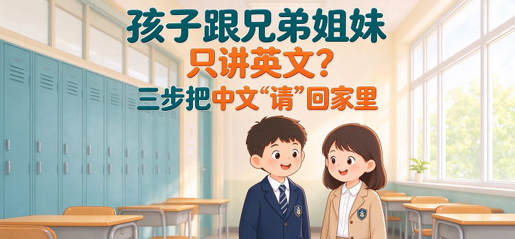 孩子跟兄弟姐妹只讲英文?三步把中文“请”回家里